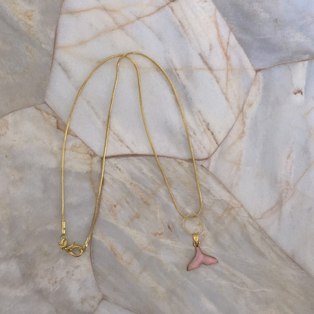 Gorgeous Jewelry Women's Necklace Gold and Pink Reversible Whale Tail